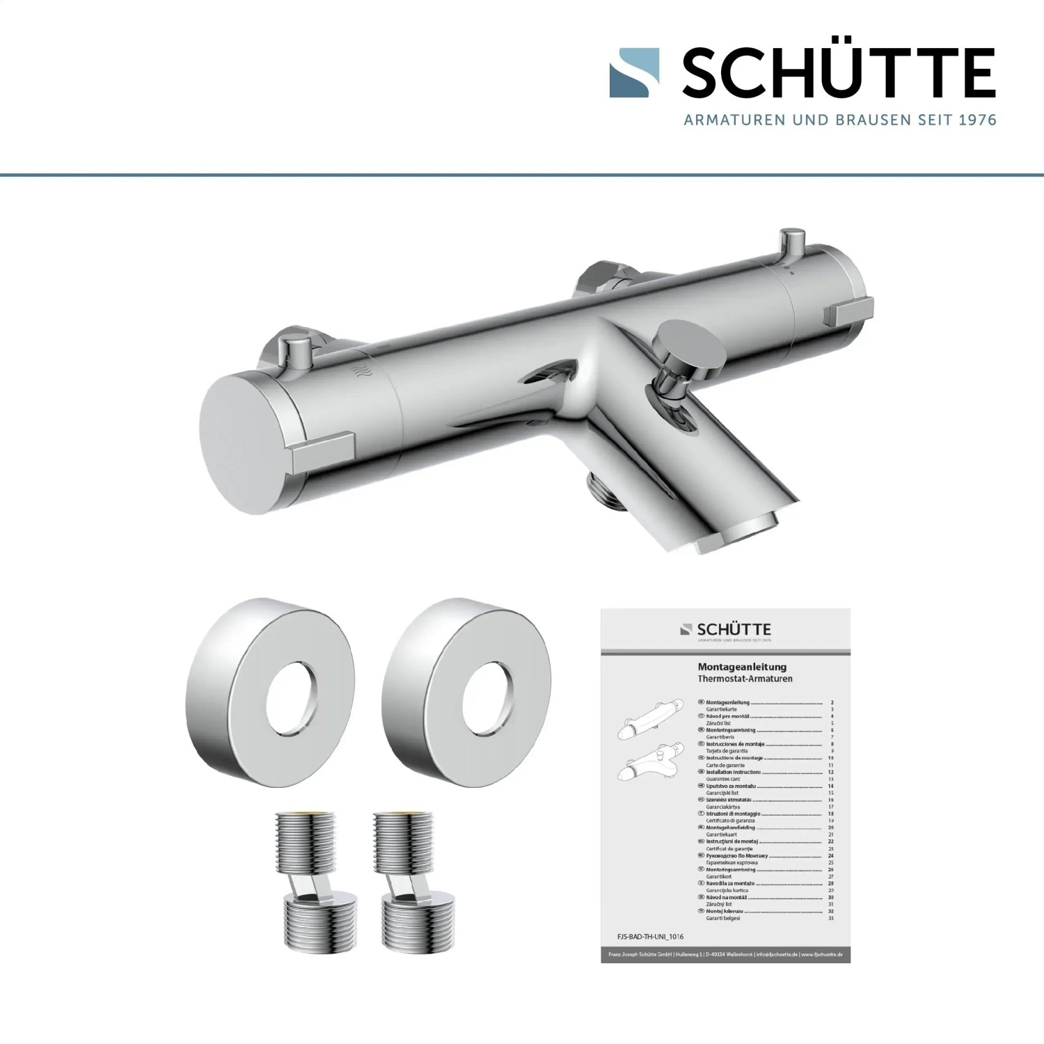 Schütte Thermostat Wannenarmatur London Chrom mit Montagezubehör und Anleitung.