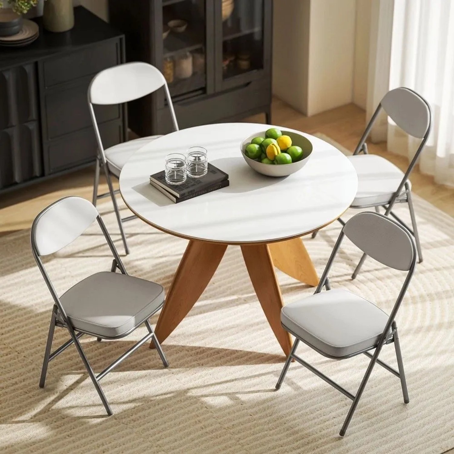 HOMCOM Klappstuhl Polyester Stahl 48,5L x 45B x 82H cm Cremeweiß kaufen bei OBI