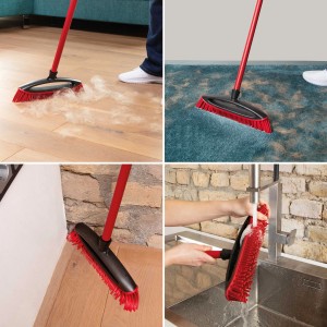 Vileda Pet Pro Besen mit Gummiborsten und Teleskopstiel zur Tierhaarentfernung auf Böden und Teppichen.