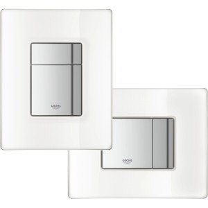 Grohe Skate Air Abdeckplatte aus Glas, weiß, für WC-Spülung mit 2-Mengen- und Start/Stopp-Betätigung.