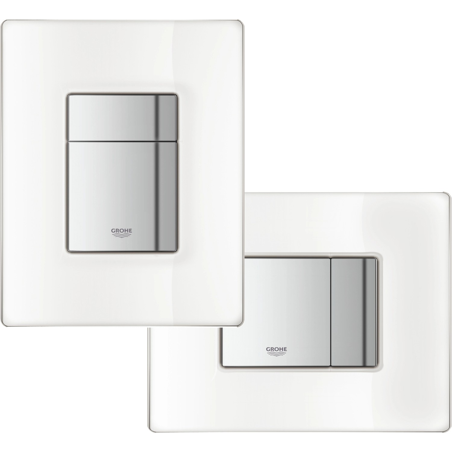 Grohe Skate Air Abdeckplatte aus Glas, weiß, für WC-Spülung mit 2-Mengen- und Start/Stopp-Betätigung.