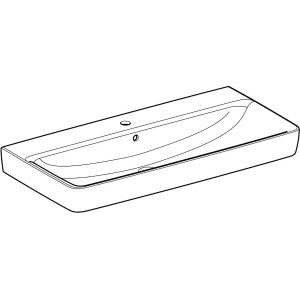Geberit Renova Plan Waschbecken, 100x48 cm, weiß, mit Hahnloch und Überlauf.
