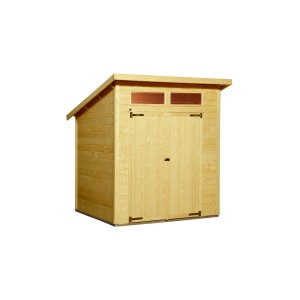 Lasiertes Weka Holz-Gartenhaus mit Pultdach und Doppeltür. Ideal zur Geräteaufbewahrung im Garten.