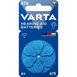 Varta Hörgerätebatterie 675, 6 Stück im Blister. Quecksilberfrei und mit Drehrad.