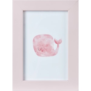 Rosa Bilderrahmen Under The Sea mit Wal-Motiv, 19x14 cm, für Kinderzimmer.