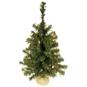 Künstlicher Weihnachtsbaum, 45 cm, mit Beleuchtung im Jutesack.