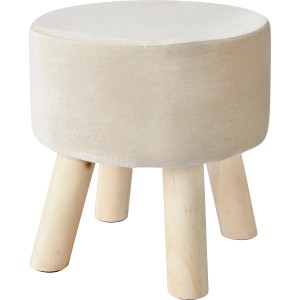 Beiger Kinderhocker „Under The Sea“ mit Samtbezug und Holzfüßen, Ø 28,5 cm.