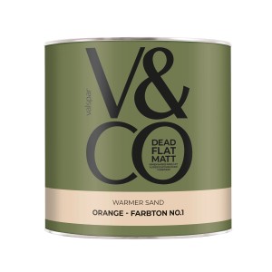 Dose V&CO Premium-Innenfarbe Dead Flat Matt Orange Farbton 1 Warmer Sand, 2,5 l.