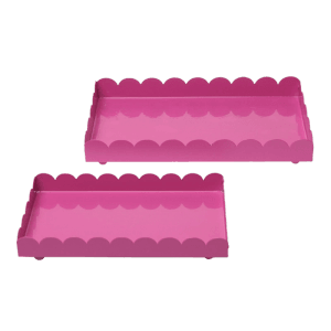 2er-Set Deko-Tabletts in Pink aus Metall, 15 cm, für Dekorationen und Wohnaccessoires.