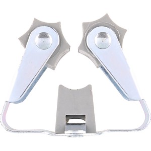 Wagner Wandhalterung für Gartengeräte, 2 Stück, silberfarbenes Aluminium und grauer Kunststoff.