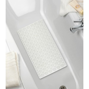 Weiße Wenko Wanneneinlage Rocha 70x40 cm in Badewanne, mit Noppen für Rutschfestigkeit.