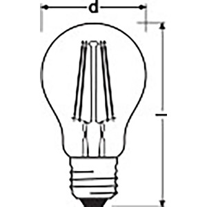 Ledvance Smart+ Filament Leuchtmittel, E27, 6W, Grau, mit Maßangaben (d, l)