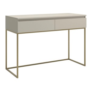 Selsey Bemmi Schminktisch greige mit 2 Schubladen und goldenen Metallbeinen. Modernes Design.