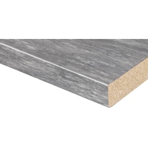 Detailaufnahme: Kaindl Arbeitsplatte Black Sky Light, 60 cm breit, Fantasiedekor, abgerundete Kante.