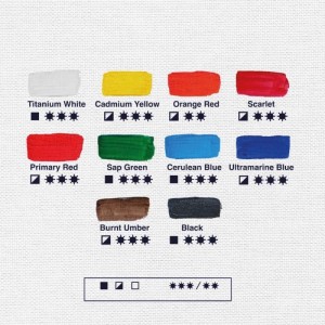Artina Crylic Acrylfarben Set, 10 Farben à 500ml. Künstlerfarben in Weiß, Gelb, Rot, Grün, Blau, Braun und Schwarz.