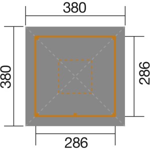 Grundriss Weka Freizeitlaube Rimini 304x304cm, Gartenlaube mit Tresen und Wänden.