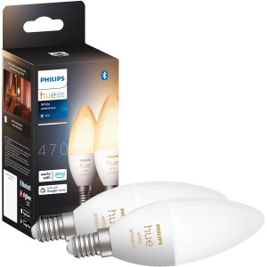Philips Hue E14 LED Kerzen 2er-Pack: smarte Leuchtmittel für individuelle Lichtstimmung.