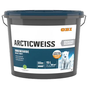 Eimer OBI Wandfarbe Arcticweiss, Weiß, Matt, 15 Liter.