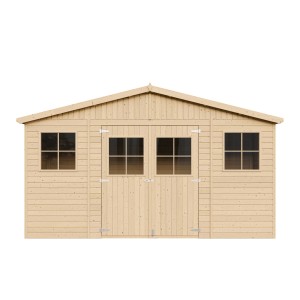 Timbela Gartenhaus Holz M332+M332G 7,98 m² mit Fenstern und Boden