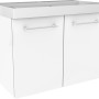 Fackelmann Waschbeckenunterschrank Lima, 60 cm, Weiß matt, mit zwei Türen und Griffen.