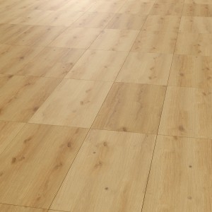 Cersanit Timberfox Bodenfliesen in Naturholz-Optik, verlegt, Detailansicht.