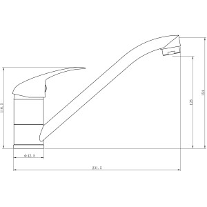 Technische Zeichnung: Einhebel-Küchenarmatur Tirso Chrom mit Maßangaben.