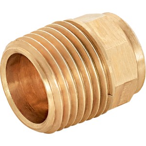 Löt-Übergangsnippel, 15 mm x 21 mm (R 1/2), aus Rotguss, 10er-Pack für Kupferrohrsysteme.