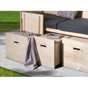 Weka Gartenlaube Bozen Kastenform aus Fichtenholz mit Stauraum und ausziehbarer Fußstütze.