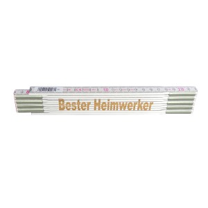 Stabila Zollstock mit Lasergravur "Bester Heimwerker", 2 m, aus Holz, zusammengeklappt.