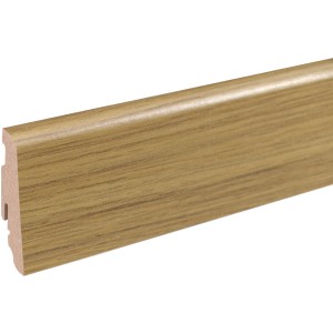 Sockelleiste Eiche Sanremo, folierte MDF-Leiste mit Clip-System und Kabelkanal.