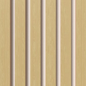 Akustikpaneel Muster Eiche unbehandelt, MDF braun, Filz weiß, 29,5x15cm. Holzpaneel für Wand und Decke.