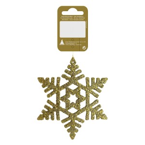 Weihnachts-Deko Schneeflocke zum Hängen aus Kunststoff 10 cm Gold Glitter