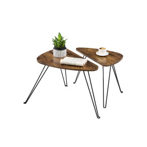 Vasagle Couchtisch 2er Set, braun-schwarz, mit Stahlbeinen. Ideal als Wohnzimmer- oder Beistelltisch.