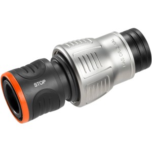 Gardena Premium Wasserstop 3/4 Zoll: Schlauchkupplung aus Metall und Kunststoff für Gartenschläuche.