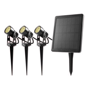 Schönenberger LED-Solar-Gartenstrahler Simon, 3er Set, mit Solarpanel für Wegeleuchten.