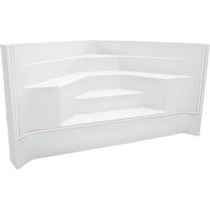 Weiße Steinbach Eckeinstieg Pooltreppe aus GFK für Ökopool-Sets.