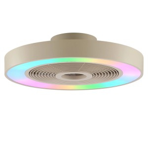 Beige LED-Deckenleuchte Catania mit Ventilator und RGB-Licht, Ø 48,6 cm.