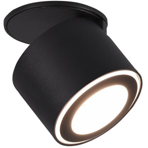 Schwenkbarer Trio LED Einbaustrahler Taurus, 5W, schwarz matt. Spot für Wohn- und Schlafzimmer.