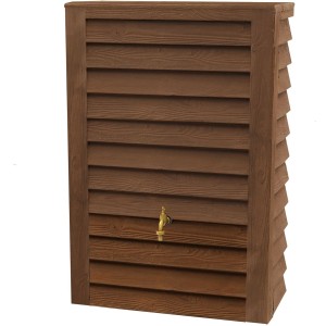 Garantia WOODY JR Wandtank 300 l Darkwood Regentonne in Holzoptik mit Messinghahn.