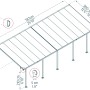 Technische Zeichnung: Palram Canopia Terrassenüberdachung Feria, Maße und Details.