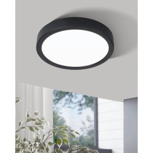 Dimmbare, schwarze LED Deckenleuchte Eglo Fueva 5, 17W, für Wohnräume.