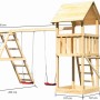 Karibu Spielturm Lotti mit Doppelschaukel, Klettergerüst & Netzrampe aus Holz.