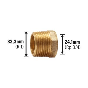 Messing Gewinde-Reduzierstück 24,1/33,3 mm für Gewindefittings.