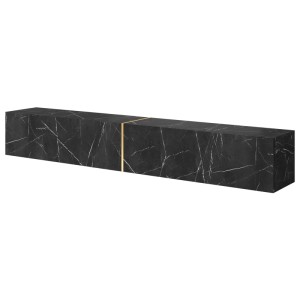 Selsey TV-Hängeboard Bisira, schwarze Marmoroptik mit goldenem Einsatz, 200 cm, modern, hängend.
