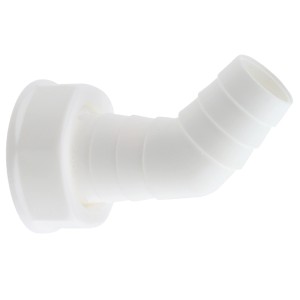 Weißer Kirchhoff Geräteanschluss 45° für Siphon, 30,3 mm x 24,2 mm, ideal für Spül- und Waschmaschine.