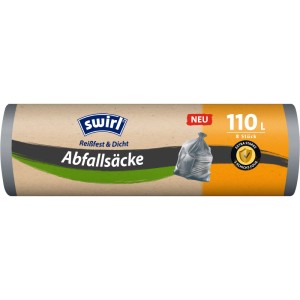 Verpackung Swirl Abfallsäcke, 110 l, 8 Stück, reißfest und dicht.
