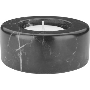 Schwarz-grauer Teelichthalter „Modern Antique“ aus Marmor, 8,5 cm Durchmesser.