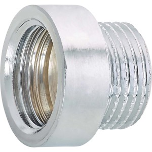 Verchromte Hahnverlängerung aus Messing, 18,6 mm x 21 mm, 10 mm. Gewindefitting für Wasser- und Heizungsinstallation.