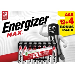 Energizer Max Micro AAA Batterien, 16er-Pack. Langlebige Alkaline Batterien für Geräte des täglichen Gebrauchs.