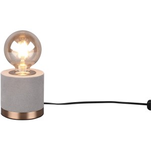 Moderne Reality Design-Tischlampe Judy in Grau mit Messing-Akzent und Filament Leuchtmittel.